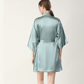 Women V Neck 100% Silk Nightgown and Robe Set